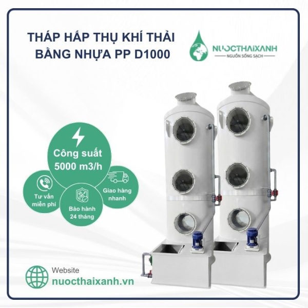 Tháp hấp thụ khí thải bằng nhựa PP D1000